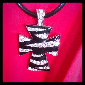 Blinged out black/white Cross